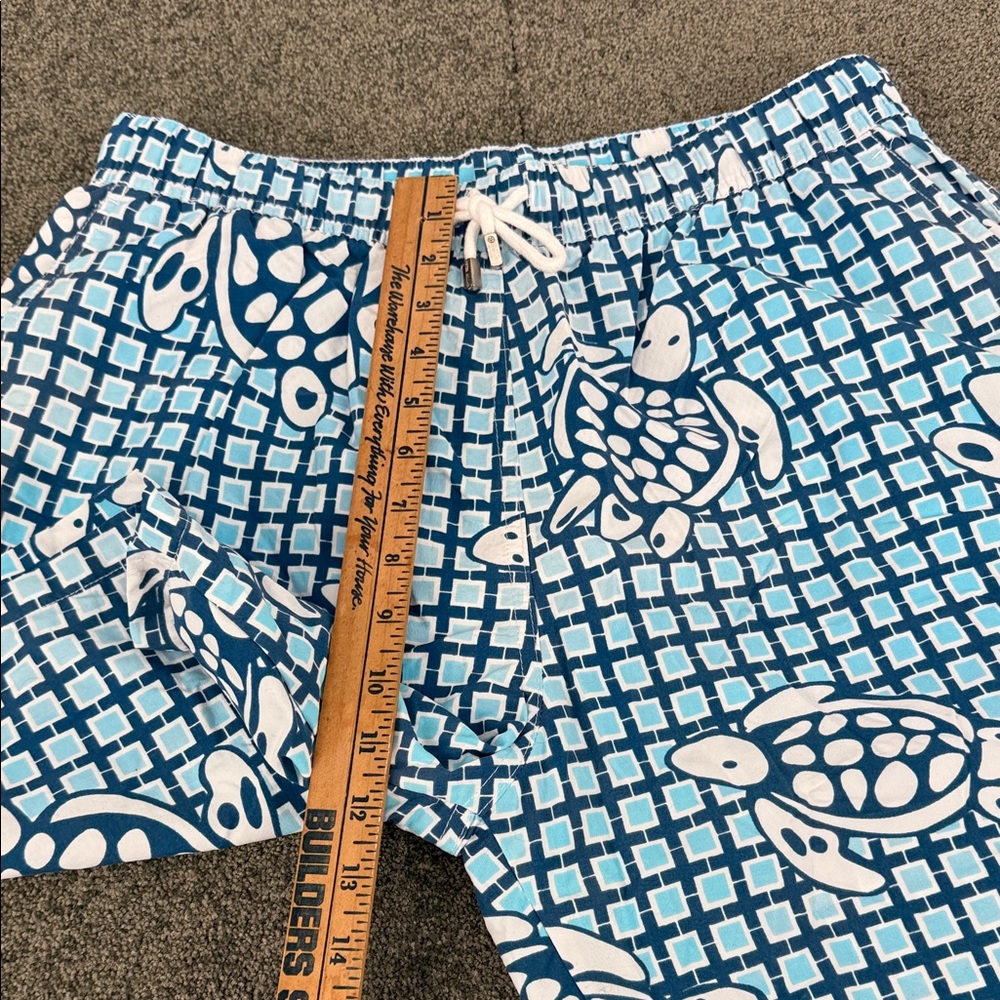 Peter Millar Swim Trunks Mens Medium Shorts Bottoms Blue Turtle Drawstring - Picture 9 of 10